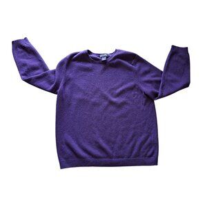 Lands End Purple Cashmere Sweater L 14-16 Luxury Career Minimalist Women's